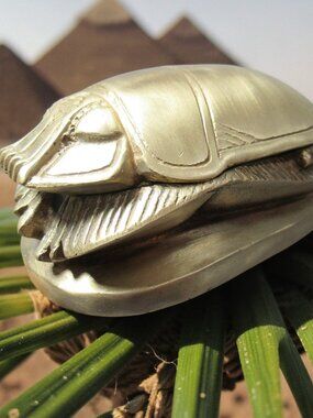 Scarab Box, Egyptian Brass Trinket Box